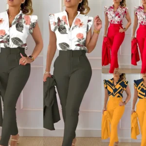 ensemble pantalon fleuri femme été léger